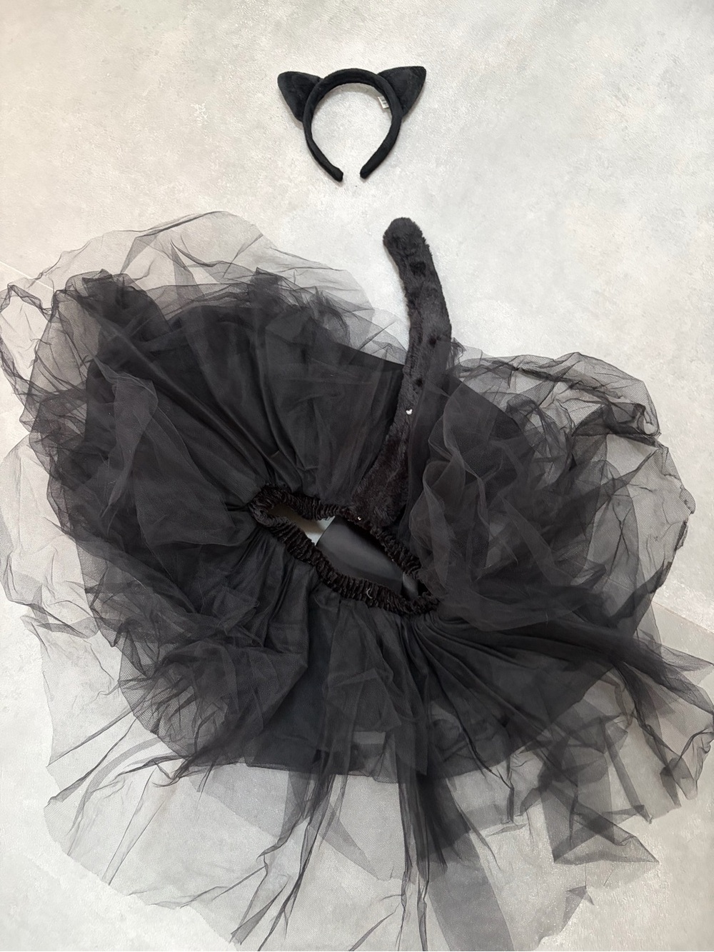 Girls Black Cat Costume Tutu Tail Cat Ears Halloween Dance Costume